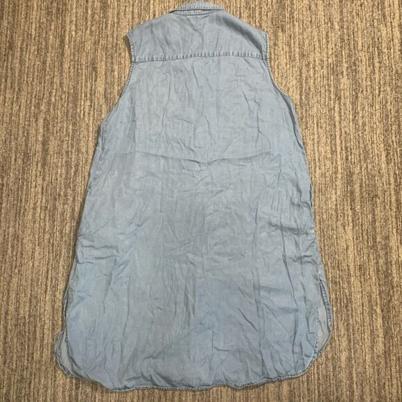 Vintage Terre Bleue Dress Small Tencell Embroidered Blue Collar Button Down Midi - Picture 5 of 6